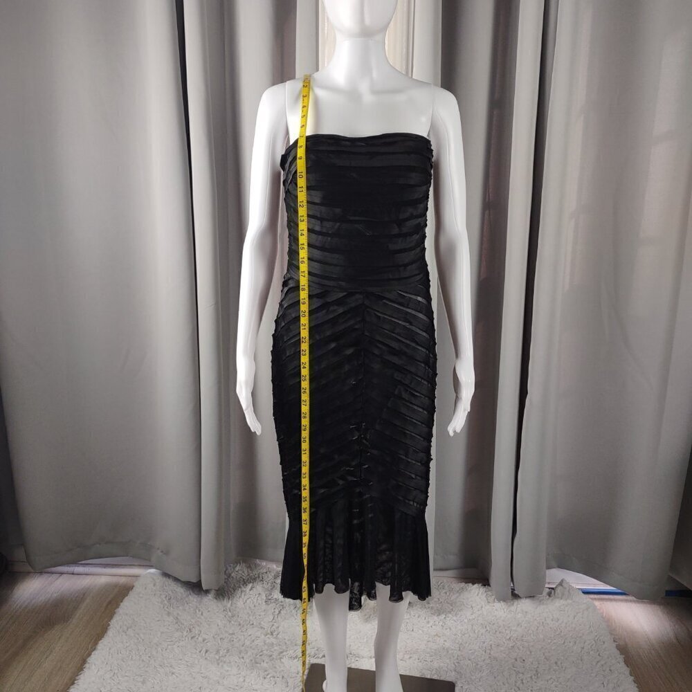 JS Collection Black Strapless Ruched Bodycon Midi Dress – Size Small (EST) - Picture 6 of 12